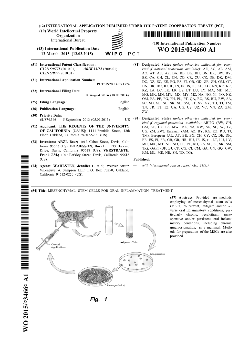 WO 2015/034660 Al 12 March 2015 (12.03.2015) P O P C T