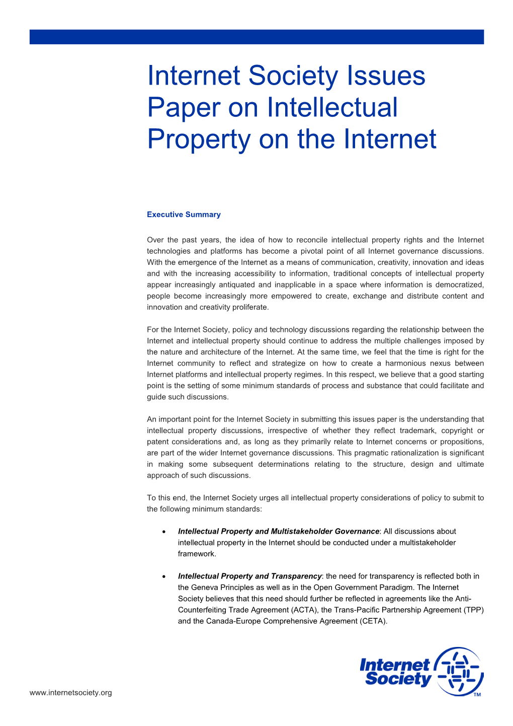 Paper on Intellectual Property on the Internet