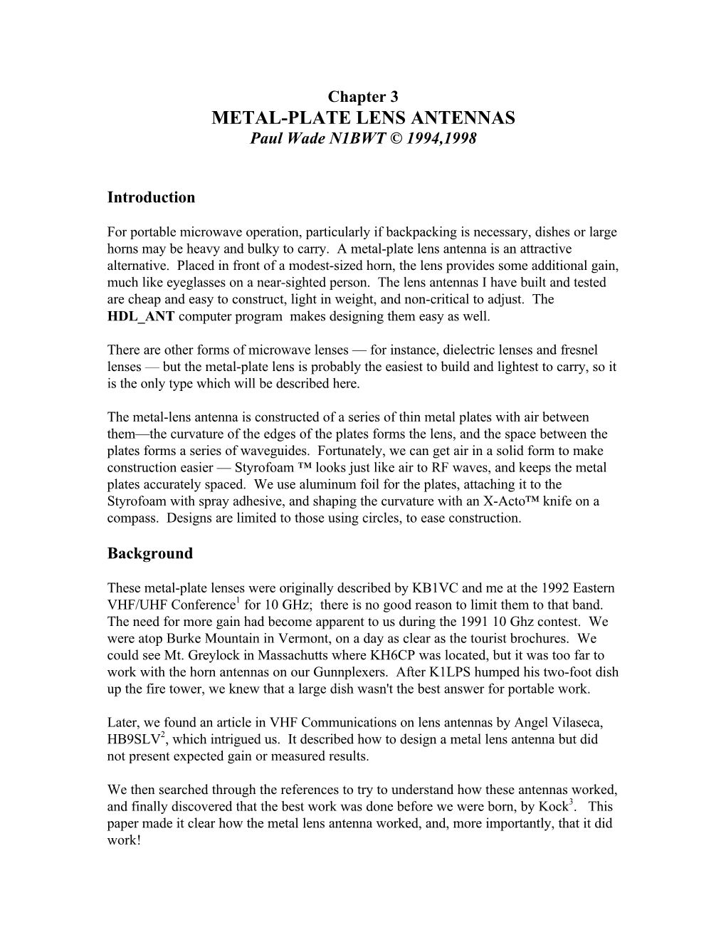 Chapter 3, METAL-PLATE LENS ANTENNAS