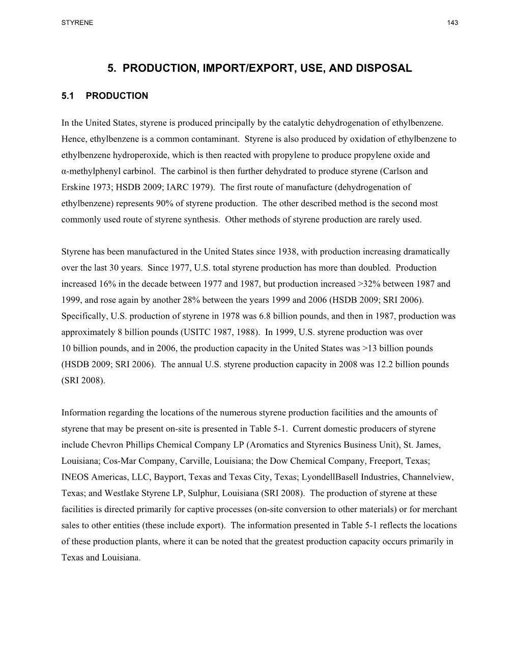 Toxicological Profile for Styrene