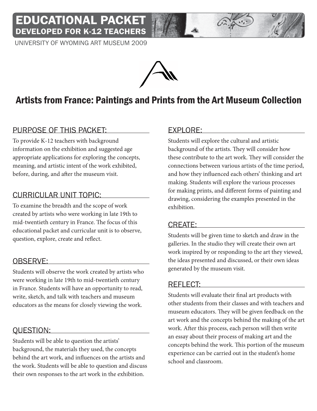 Artists from France: Paintings and Prints from the Art Museum Collection