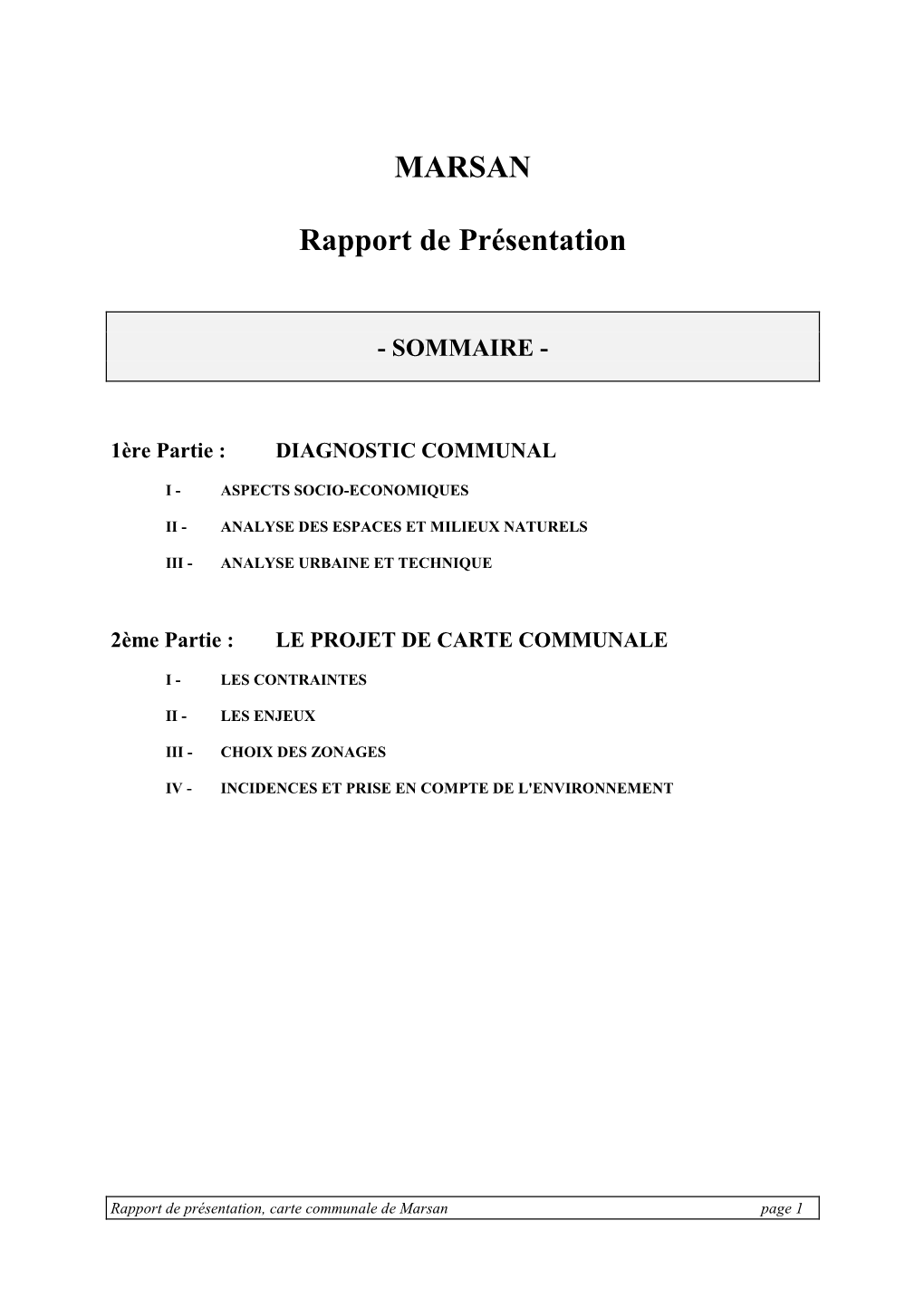 M ARSAN Rapport De Présentation