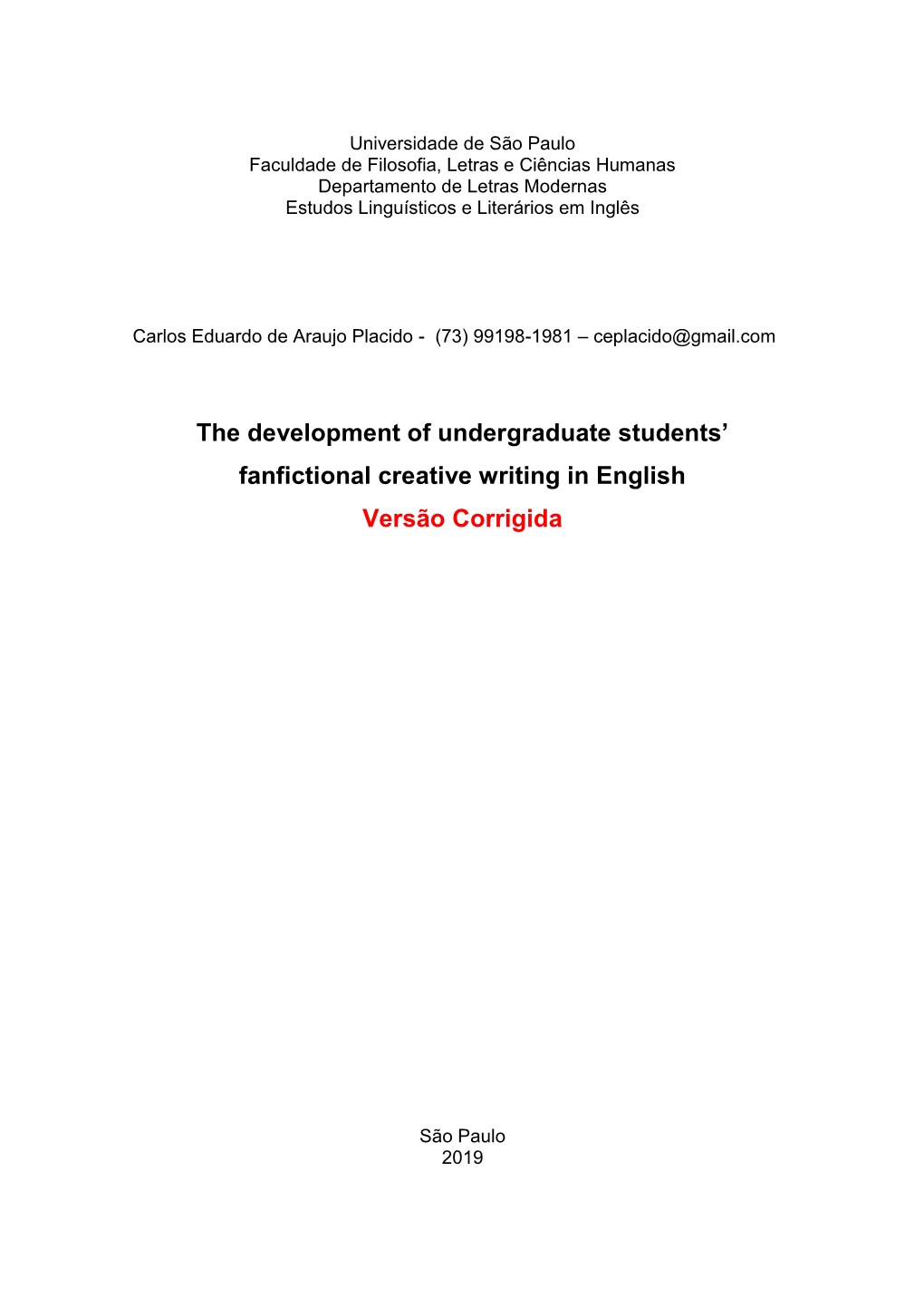 The Development of Undergraduate Students' Fanfictional Creative Writing