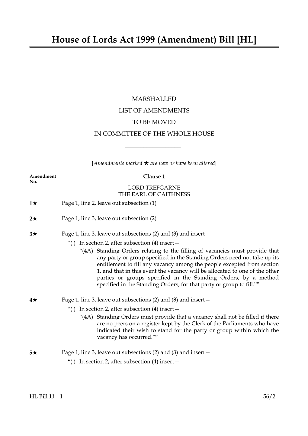 House of Lords Act 1999 (Amendment) Bill [HL]