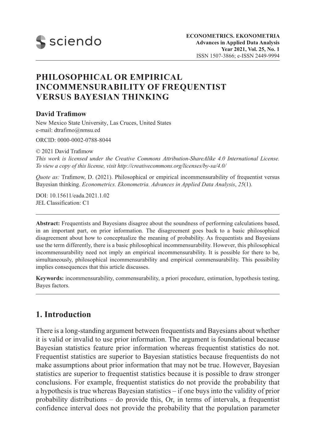 Philosophical Or Empirical Incommensurability of Frequentist Versus Bayesian Thinking