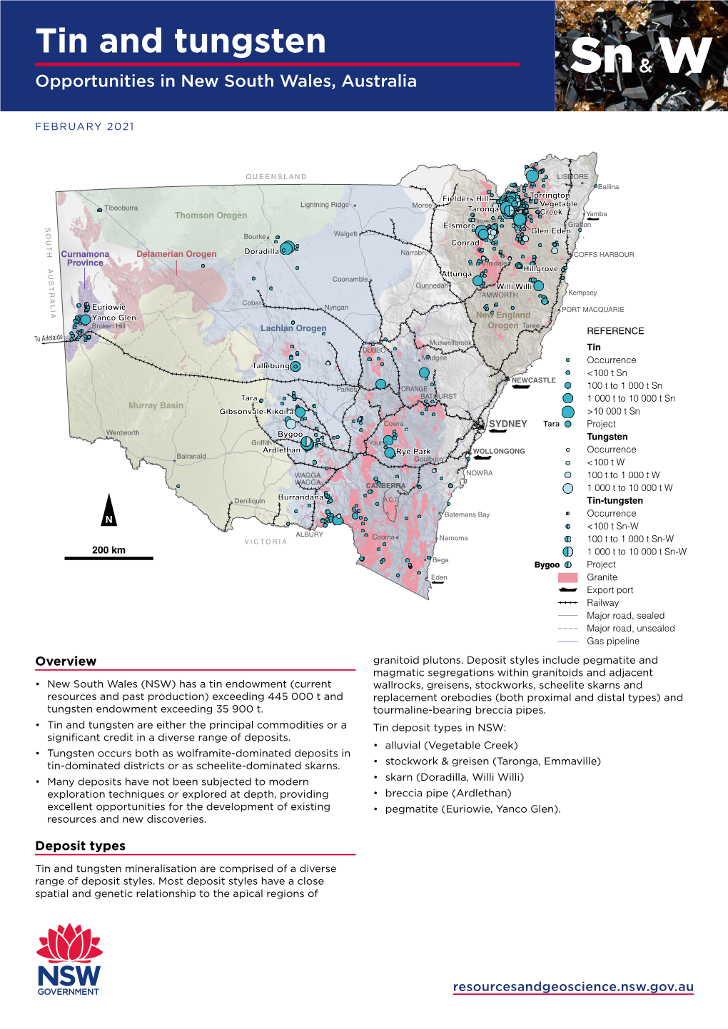 Tin and Tungsten & Opportunities in New South Wales, Australia Sn W