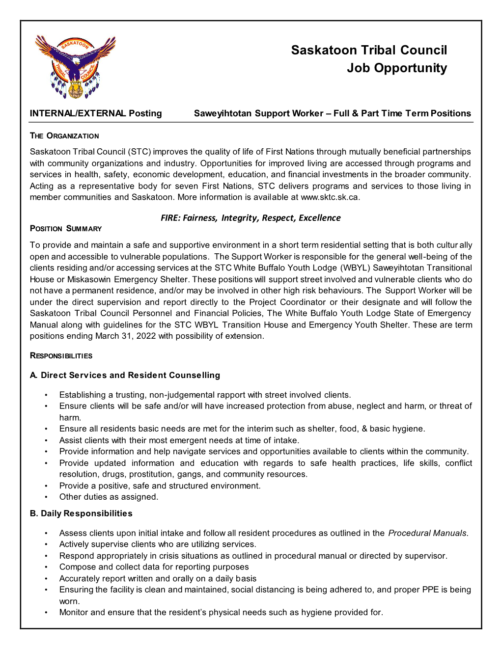 Saskatoon Tribal Council Job Opportunity