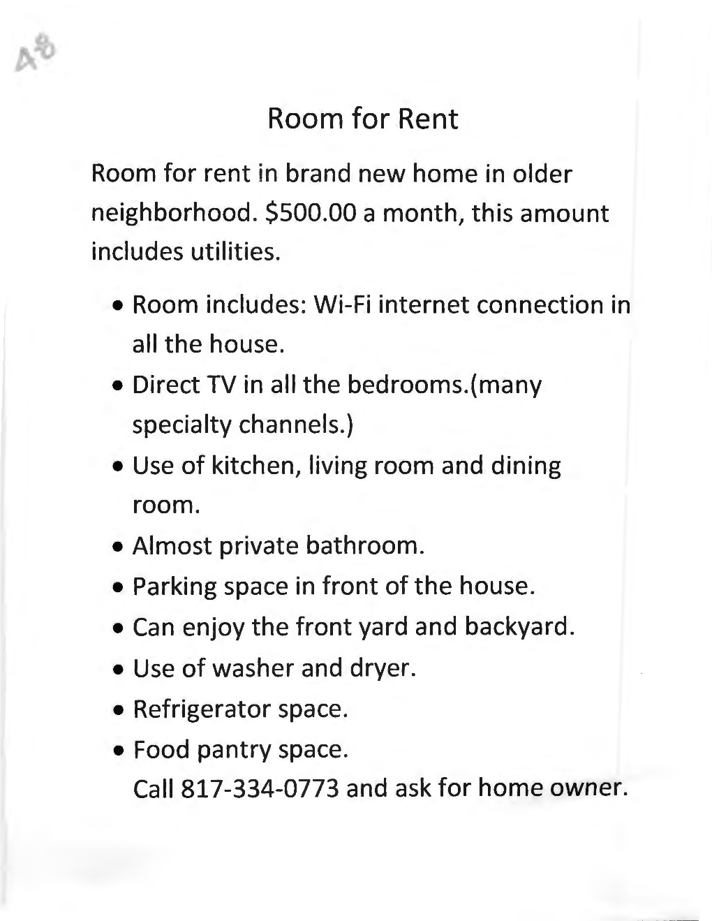 Room for Rent