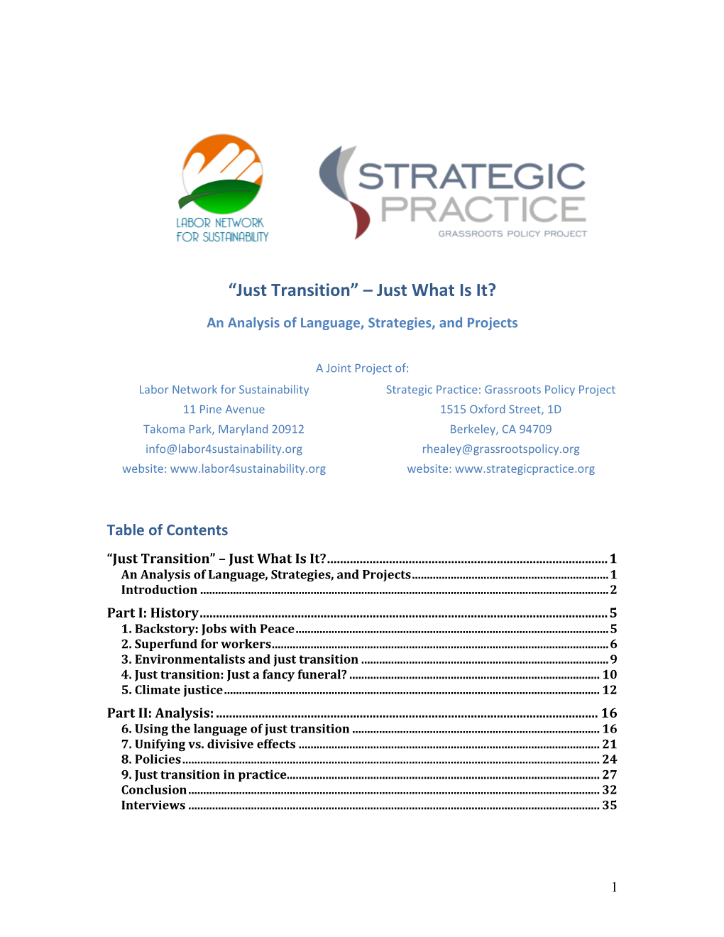 Just Transition” – Just What Is It? an Analysis of Language, Strategies, and Projects