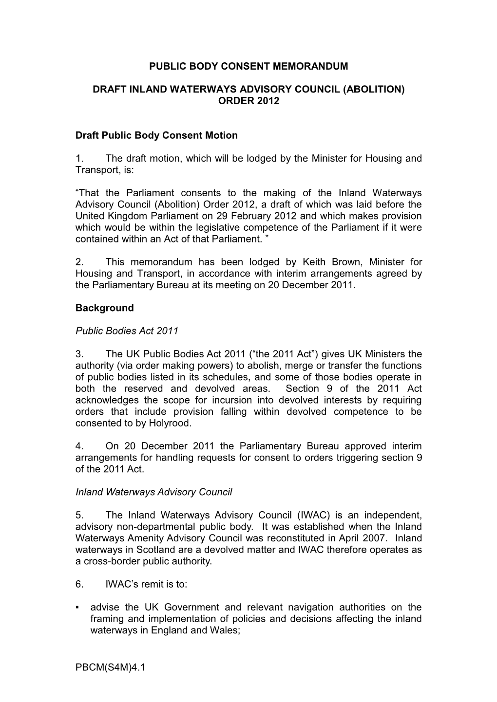 Public Body Consent Memorandum