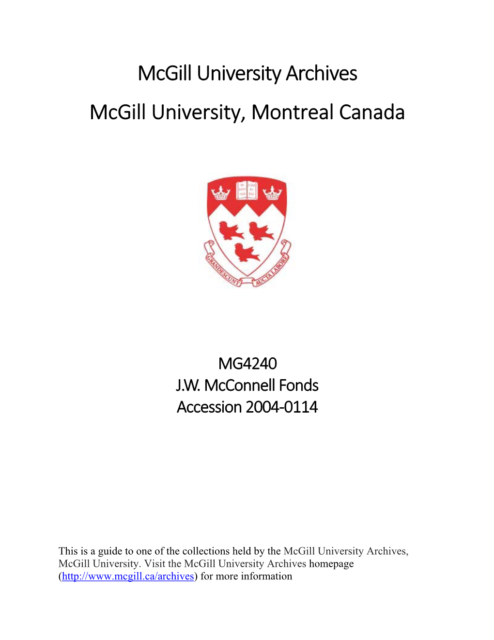 Mcgill University Archives Mcgill University, Montreal Canada