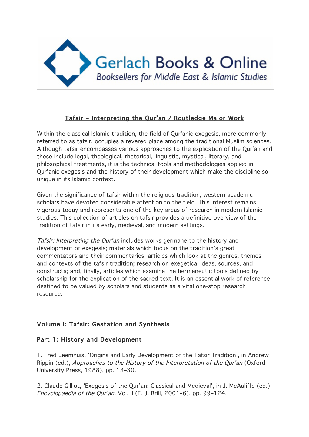 Tafsir – Interpreting the Qur’An / Routledge Major Work