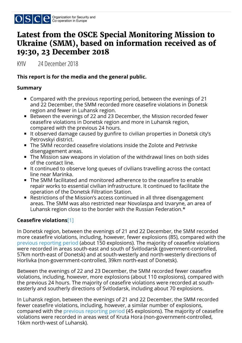 Late T from the O C Pecial Monitoring Mi Ion to Ukraine ( MM), a Ed on Information Received A