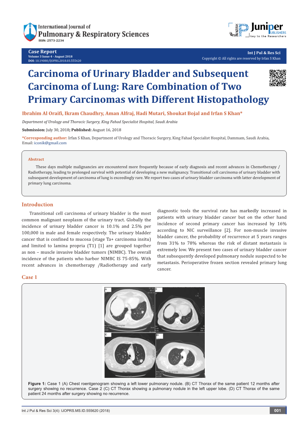 Carcinoma of Urinary Bladder and Subsequent Carcinoma of Lung: Rare Combination of Two Primary Carcinomas with Different Histopathology