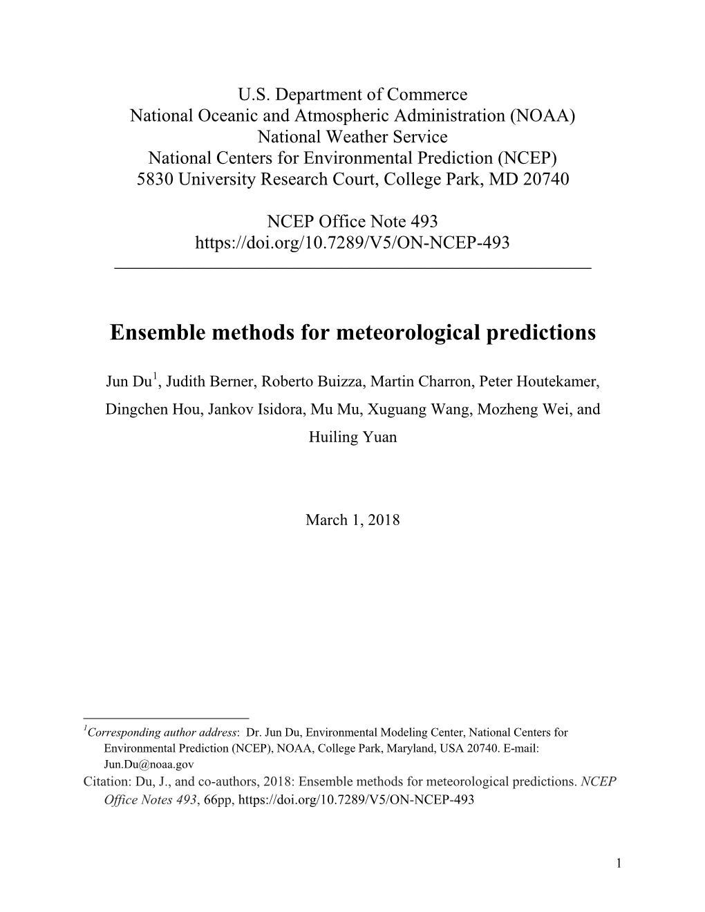 Ensemble Methods for Meteorological Predictions