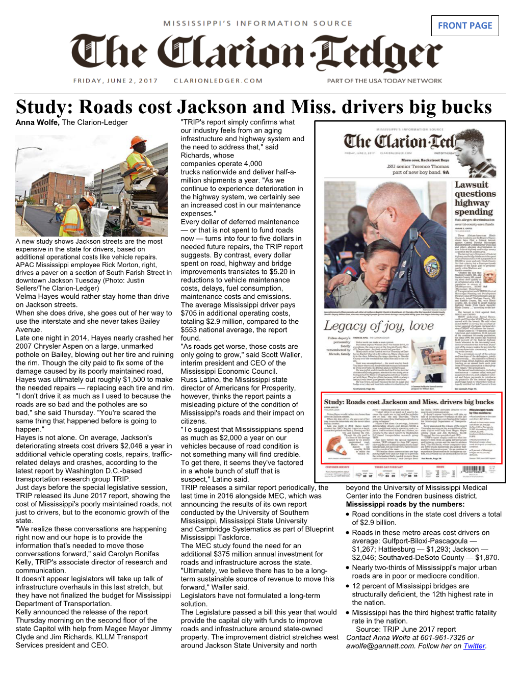 Study: Roads Cost Jackson and Miss. Drivers Big Bucks