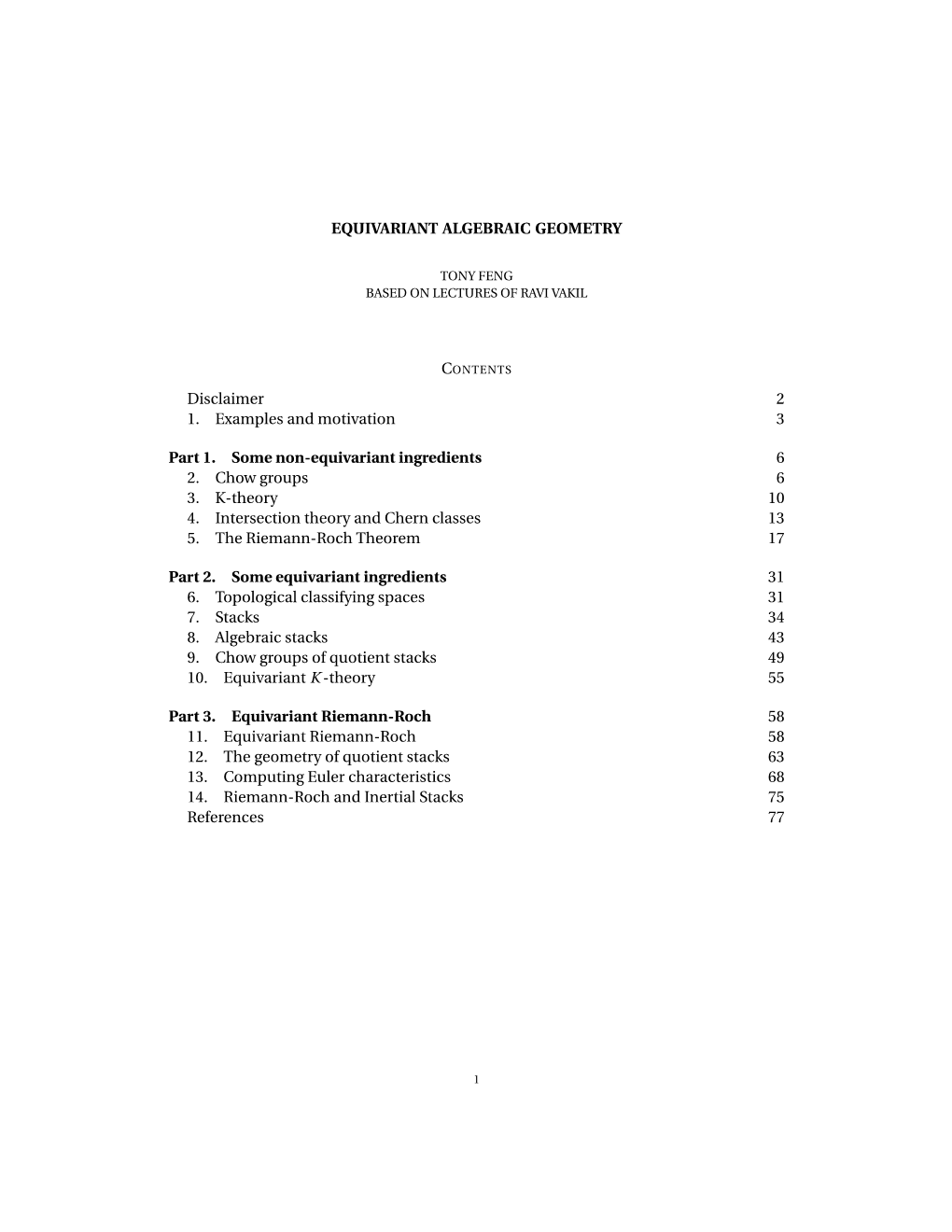 Equivariant Algebraic Geometry