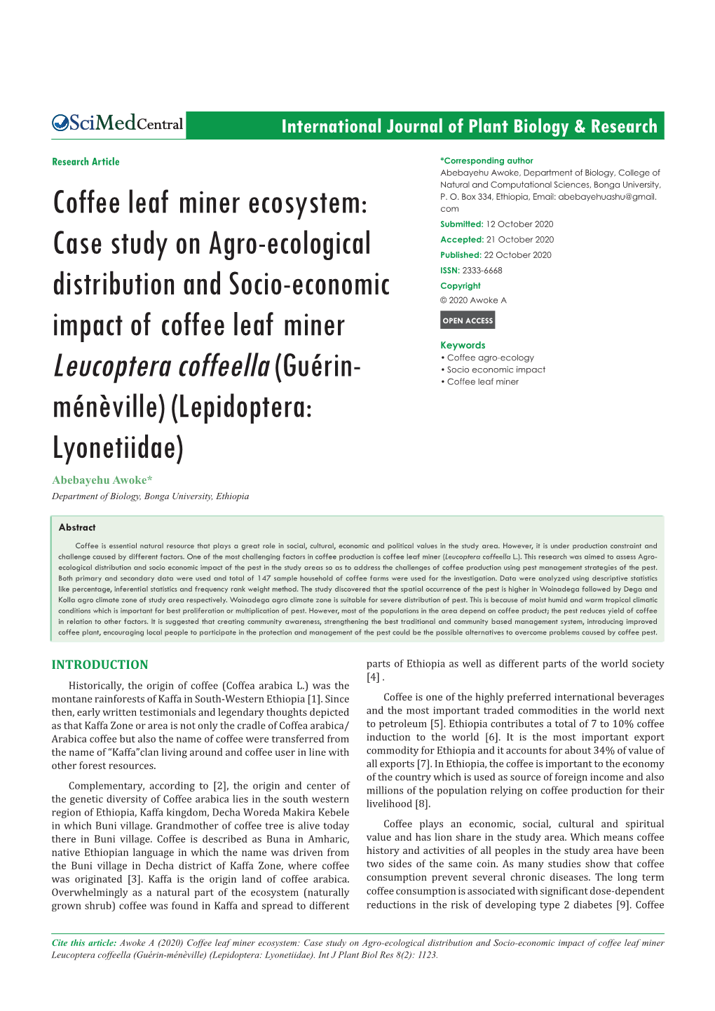 Coffee Leaf Miner Ecosystem