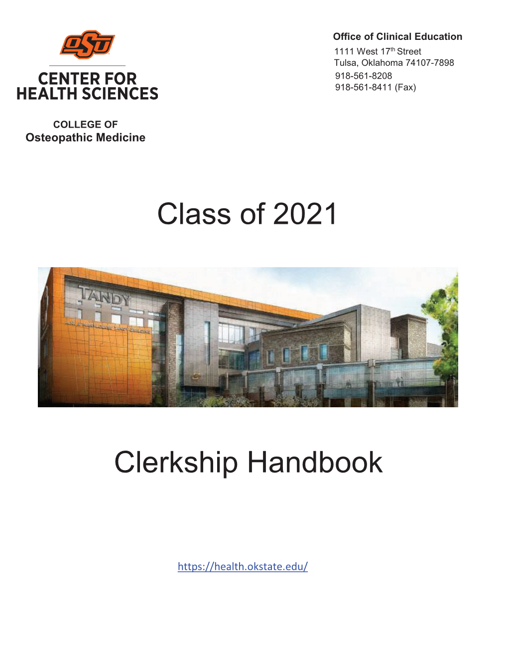 Class of 2021 Class of 2021 Clerkship Handbook