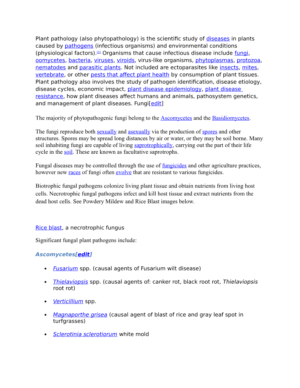 The Majority of Phytopathogenic Fungi Belong to the Ascomycetes and the Basidiomycetes