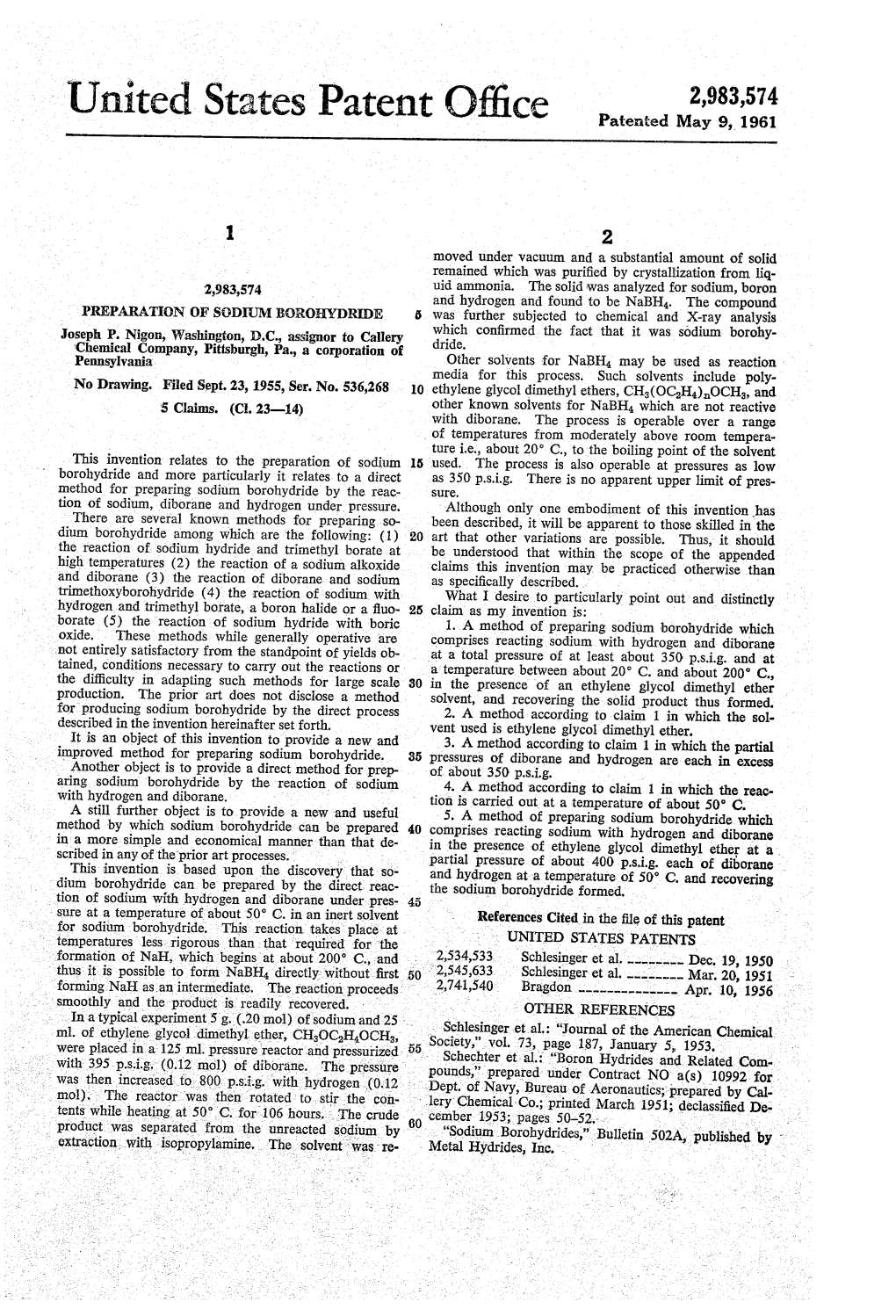 United States Patent Office Patented May 9, 1961