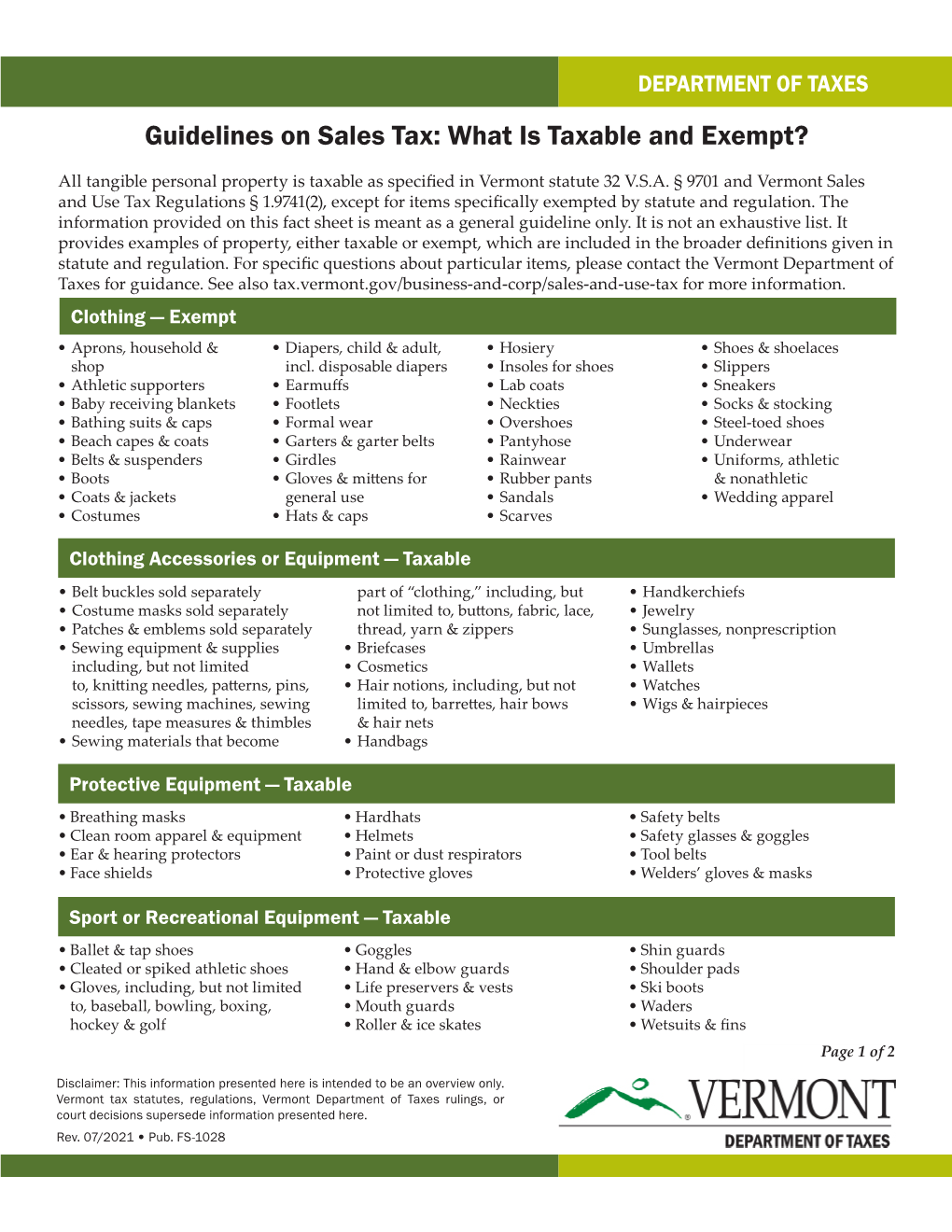 General Guidelines on Sales Tax: What Is Taxable and Exempt?