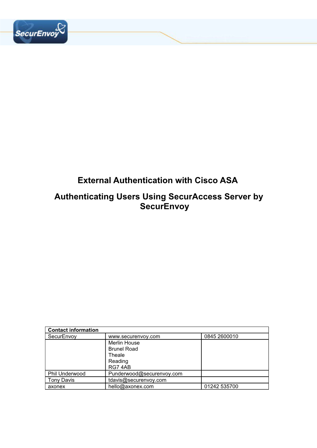 External Authentication with Cisco ASA