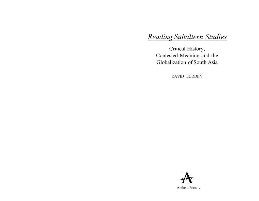 Reading‌ ‌Subaltern‌ ‌Studies‌ ‌In‌ ‌South‌ ‌Asia‌ ‌‌