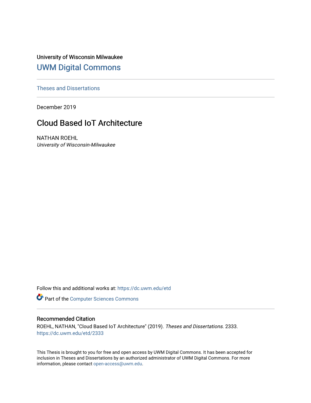 Cloud Based Iot Architecture