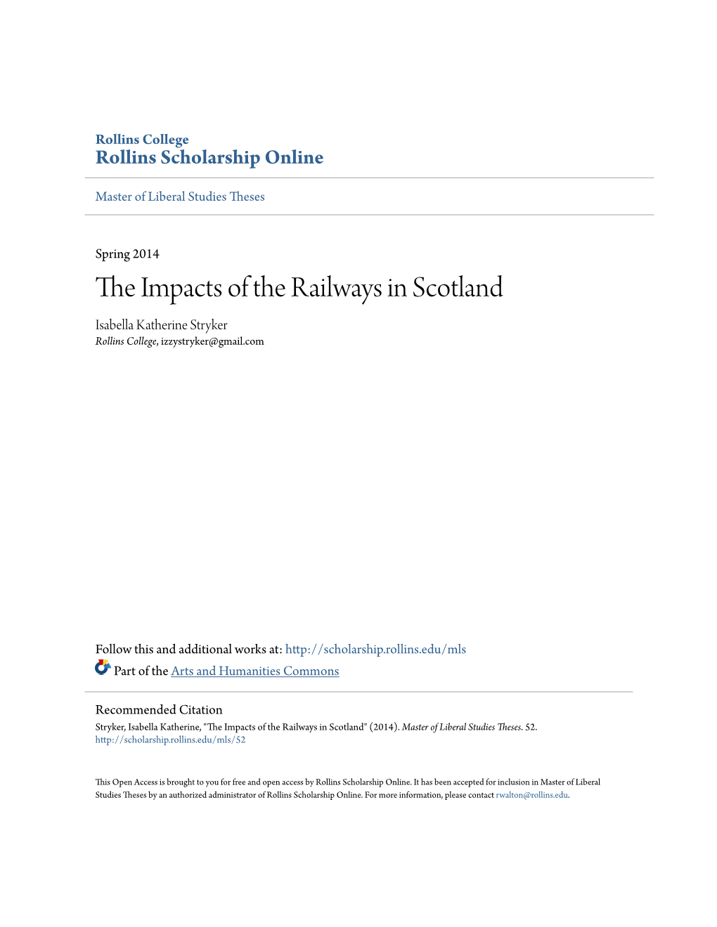 The Impacts of the Railways in Scotland