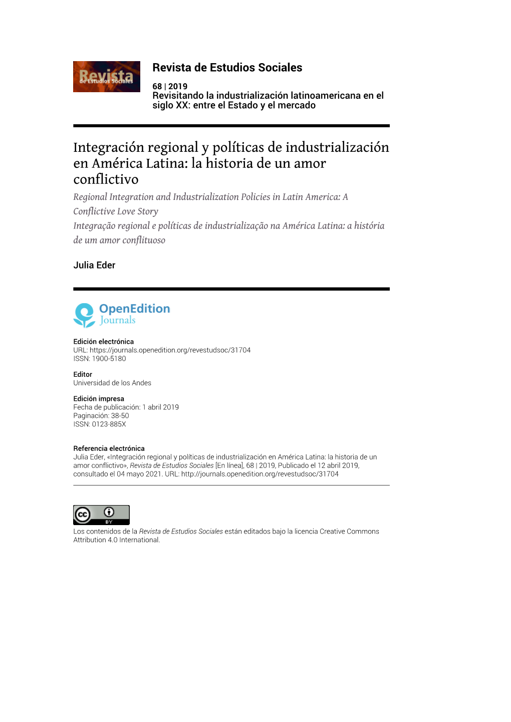 Integración Regional Y Políticas De Industrialización En América Latina