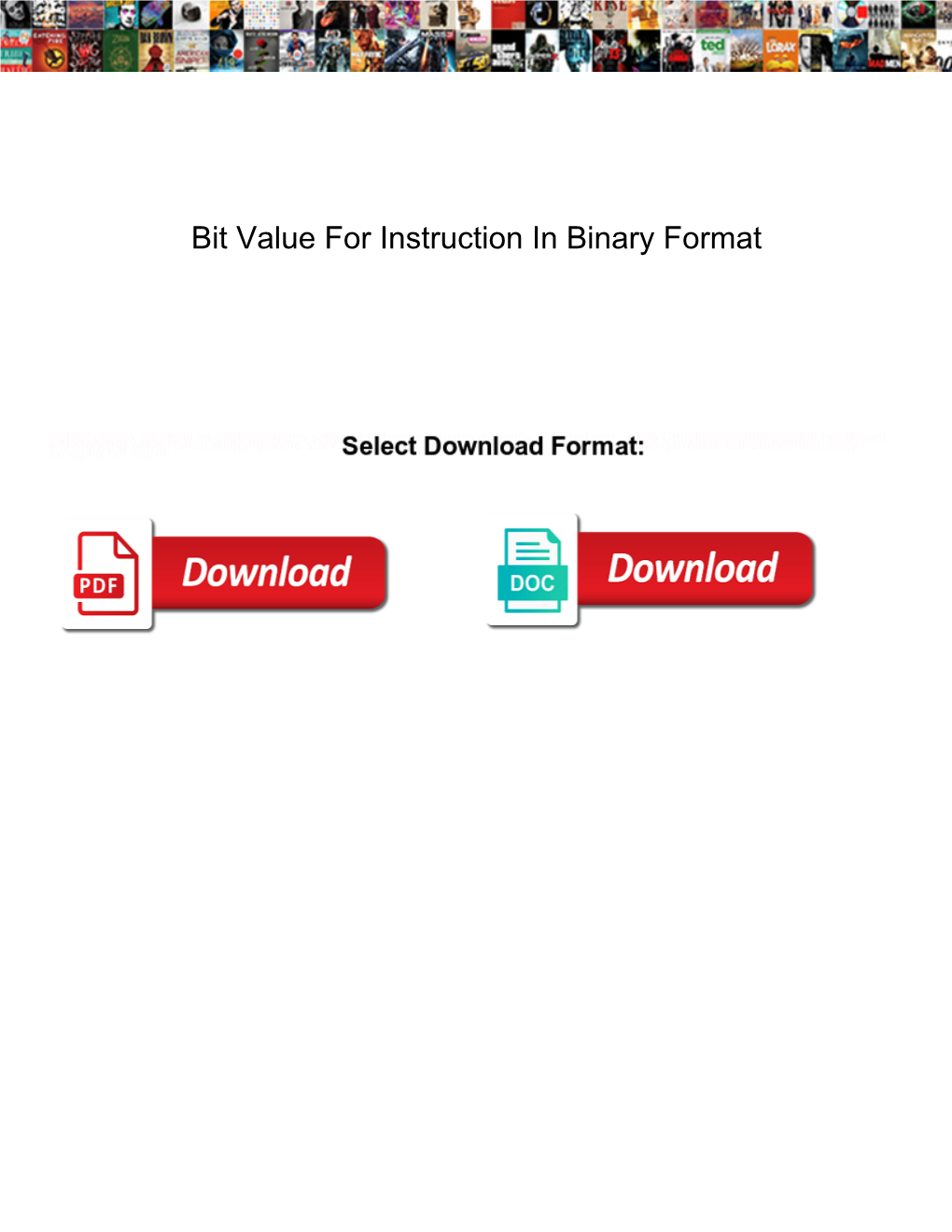 Bit Value for Instruction in Binary Format