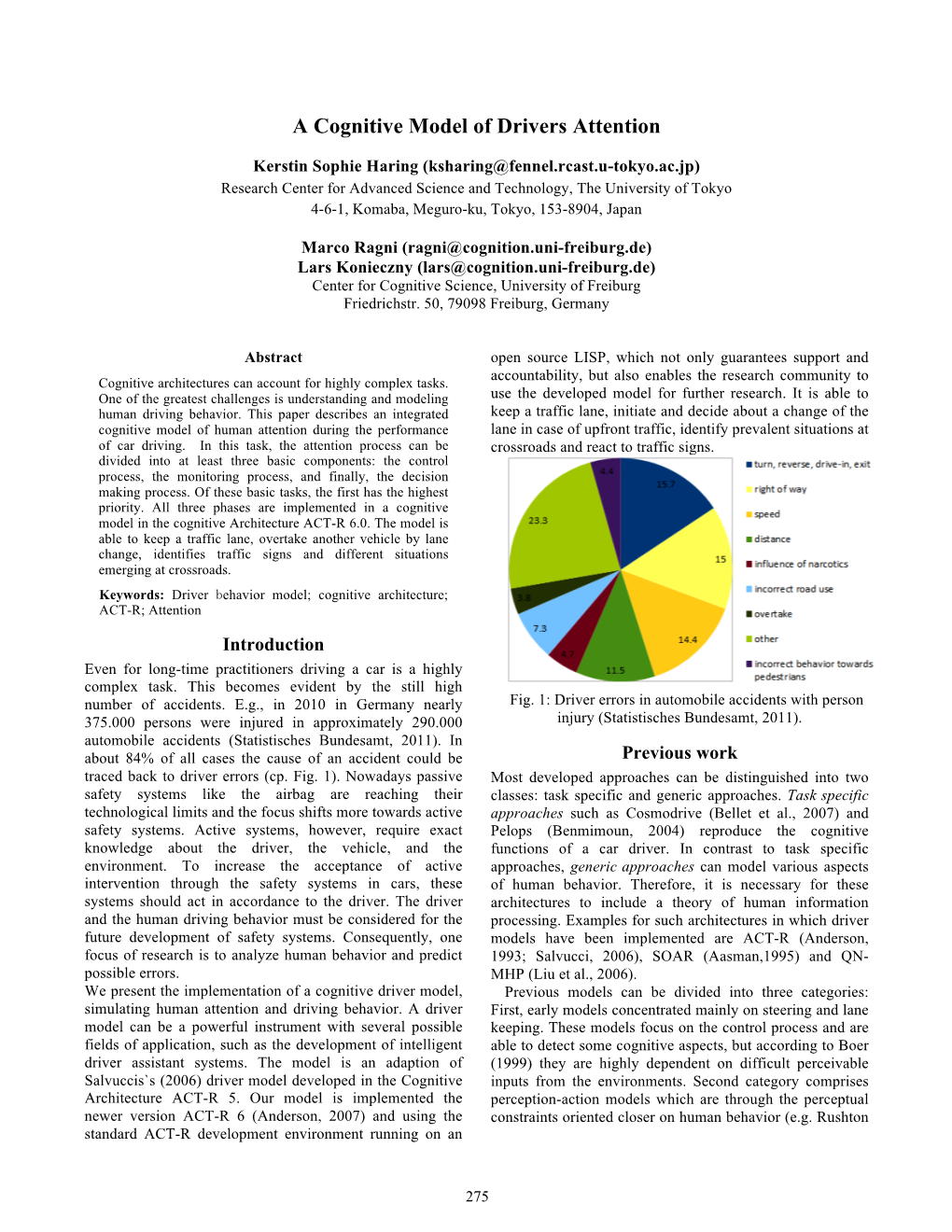 A Cognitive Model of Drivers Attention