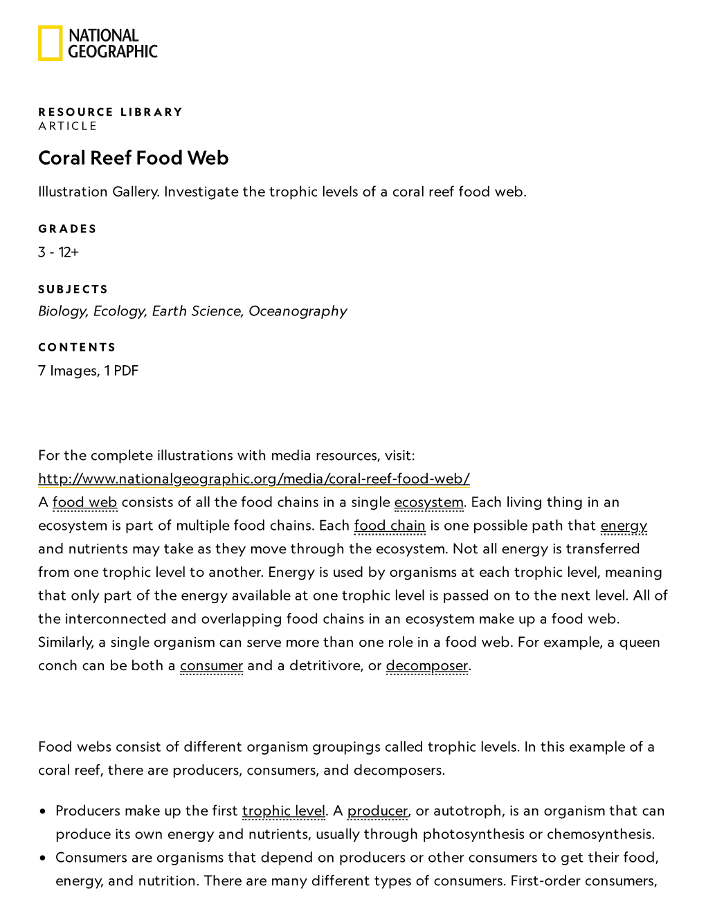 Coral Reef Food Web