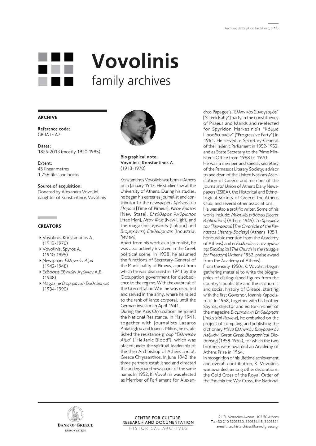 Vovolinis Family Archives Factsheet