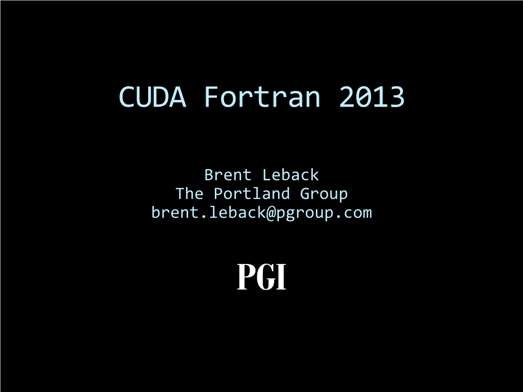 CUDA Fortran 2013