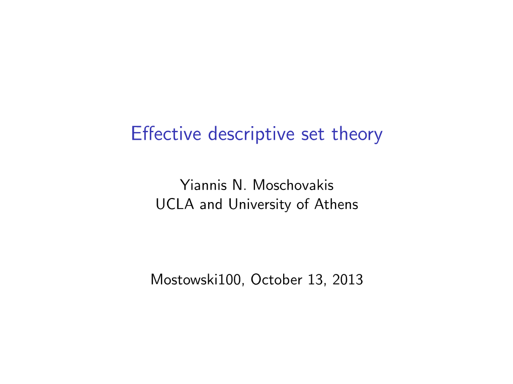 Effective Descriptive Set Theory