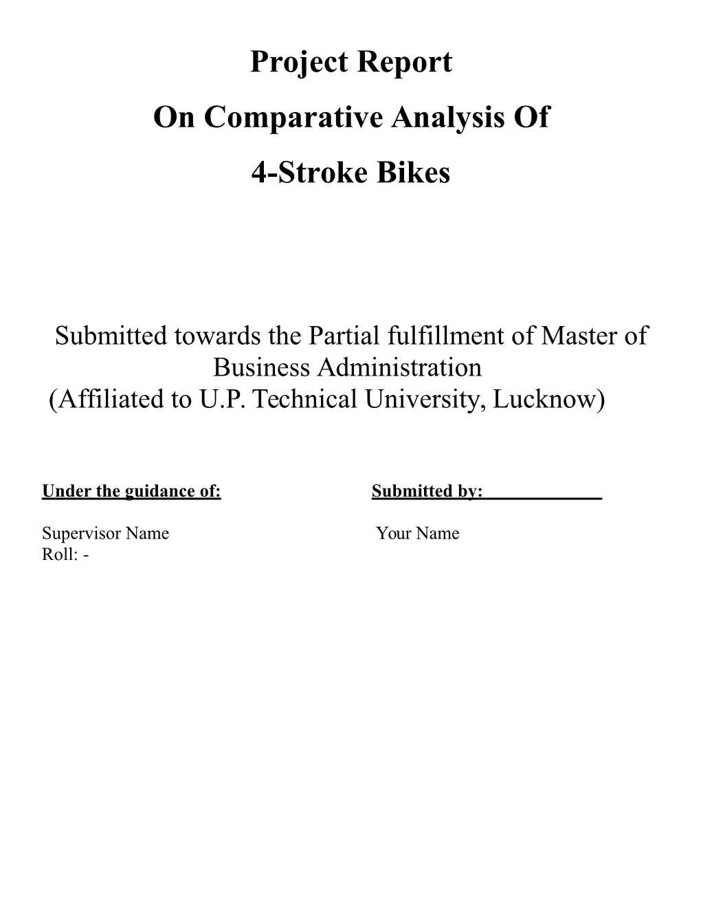 Project Report on Comparative Analysis of 4-Stroke Bikes