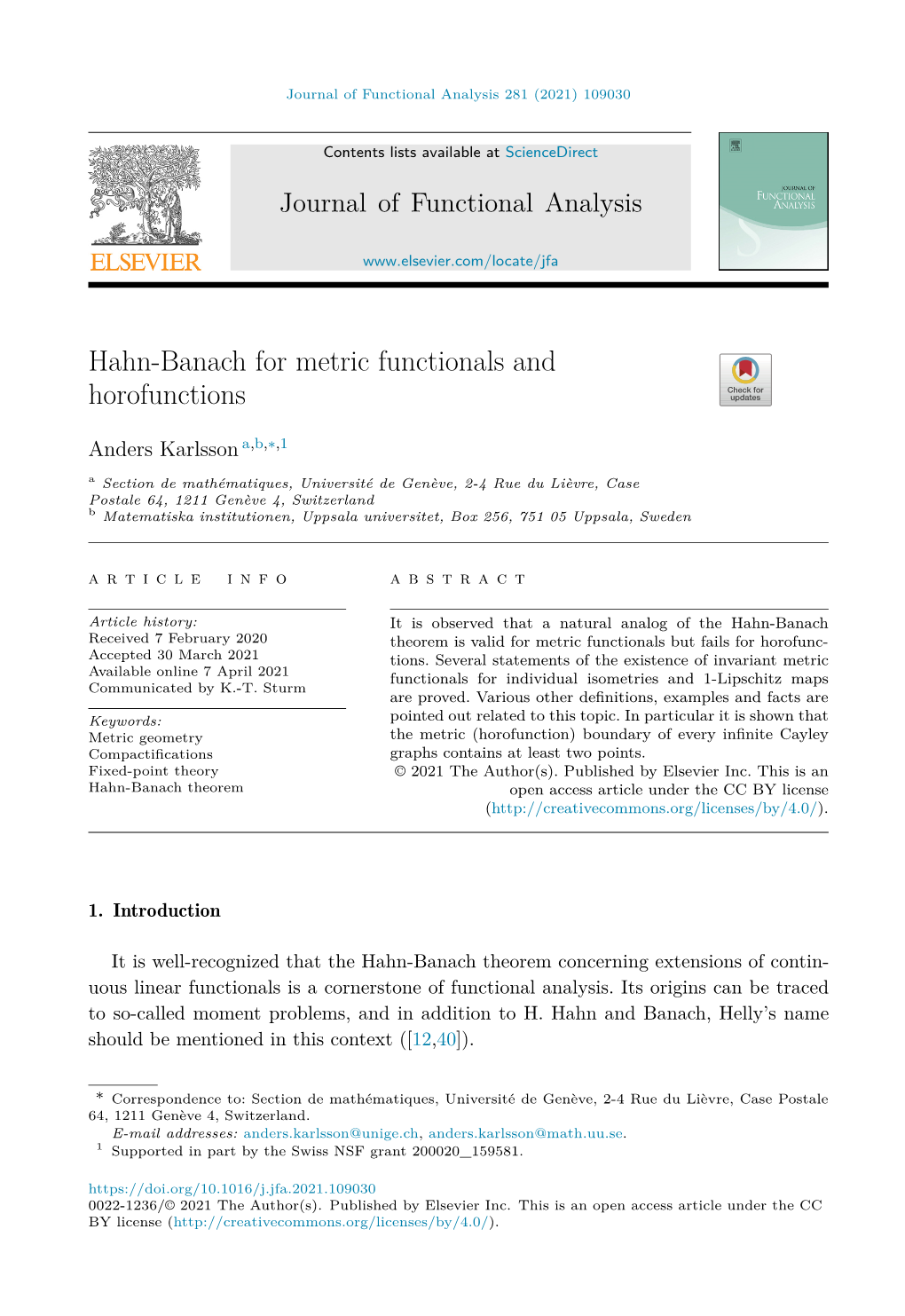 Hahn-Banach for Metric Functionals and Horofunctions