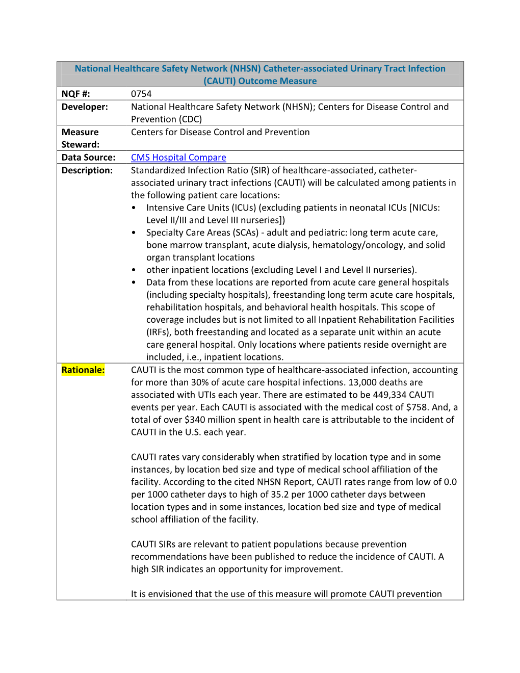 Catheter-Associated Urinary Tract Infection (CAUTI)