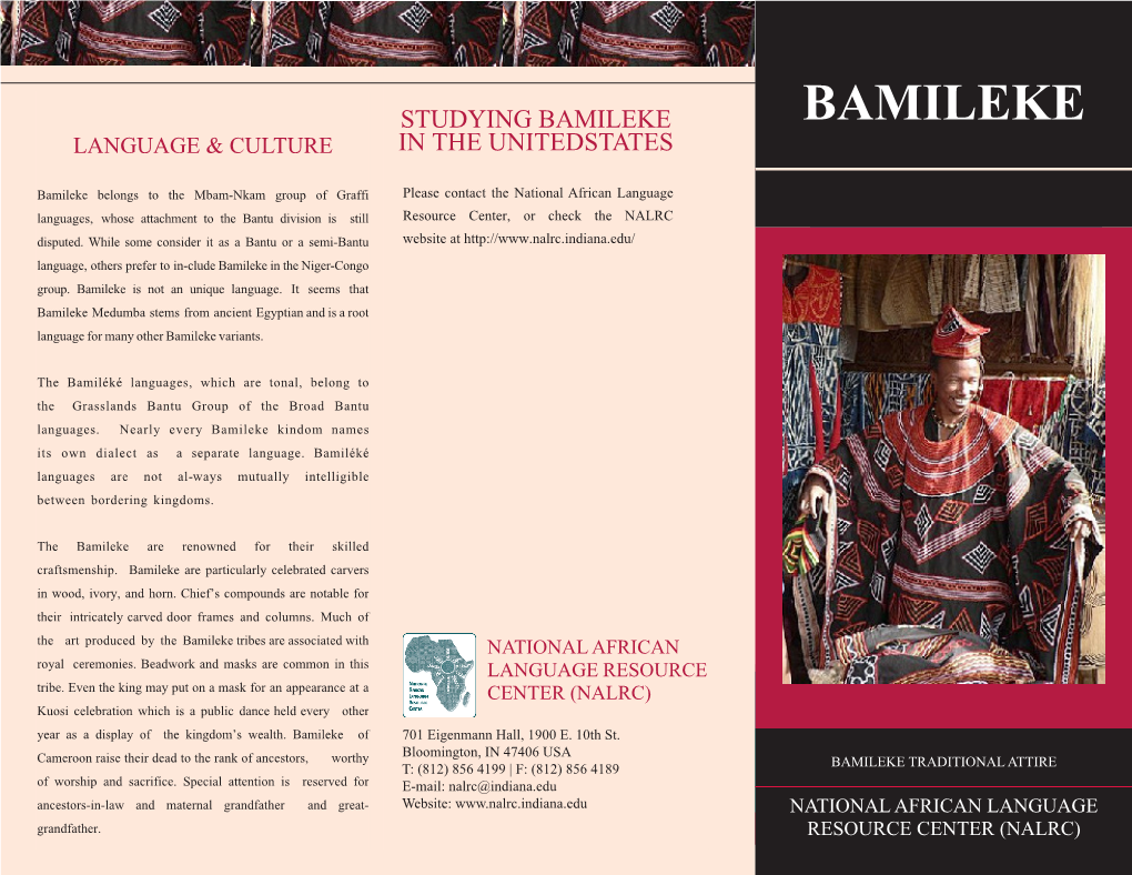 Bamileke Bamileke Language & Culture in the Unitedstates