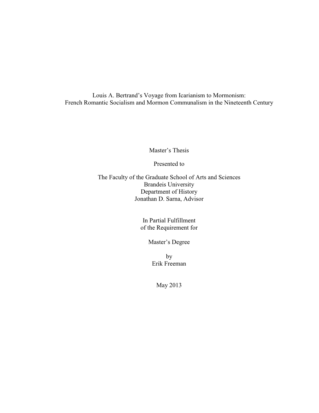 French Romantic Socialism and Mormon Communalism in the Nineteenth Century