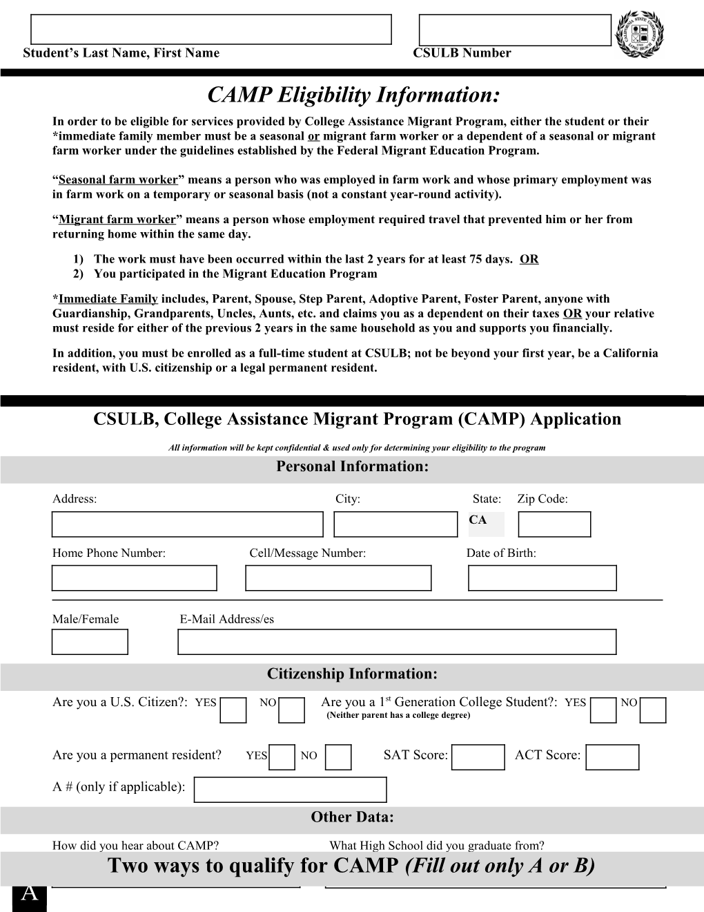 College Assistance Migrant Program (C