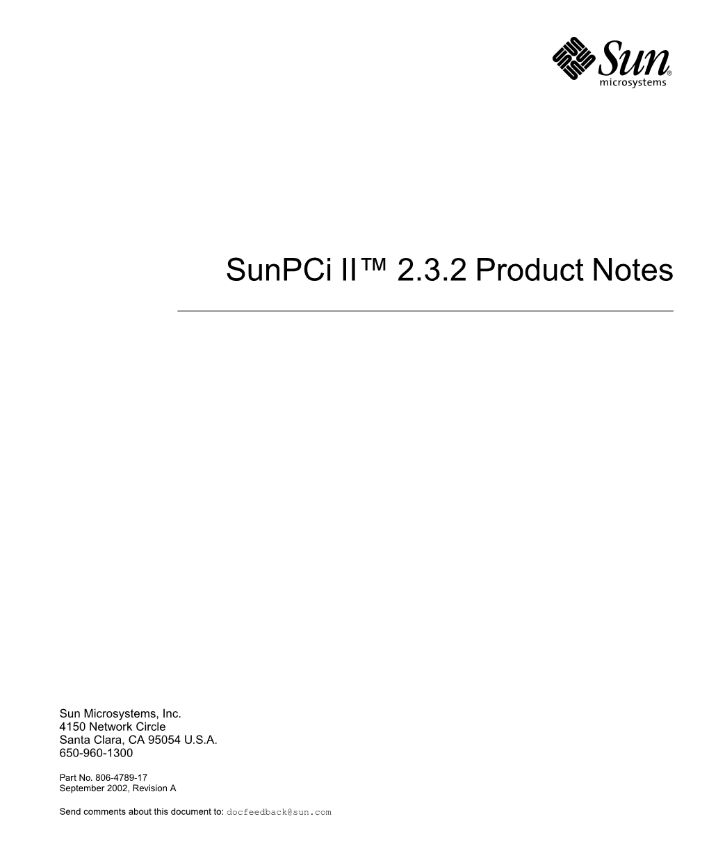 Sunpci II 2.3.2 Product Notes