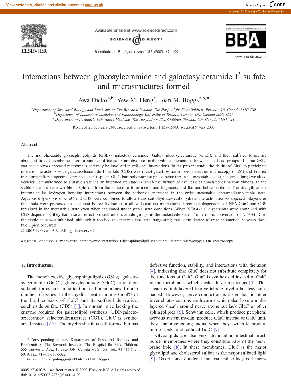 Interactions Between Glucosylceramide and Galactosylceramide I3 Sulfate and Microstructures Formed