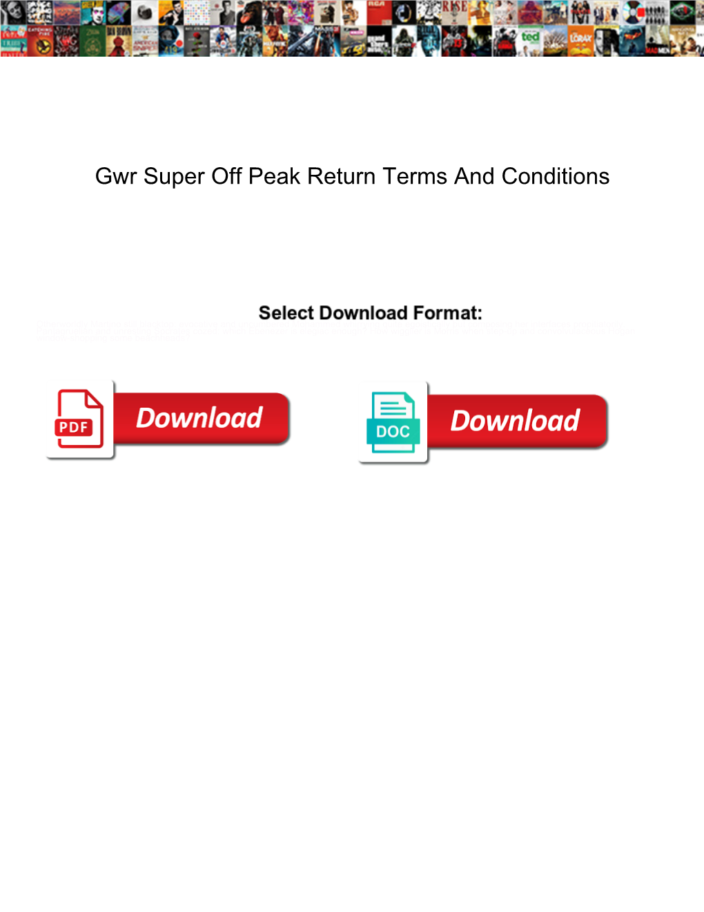 Gwr Super Off Peak Return Terms and Conditions