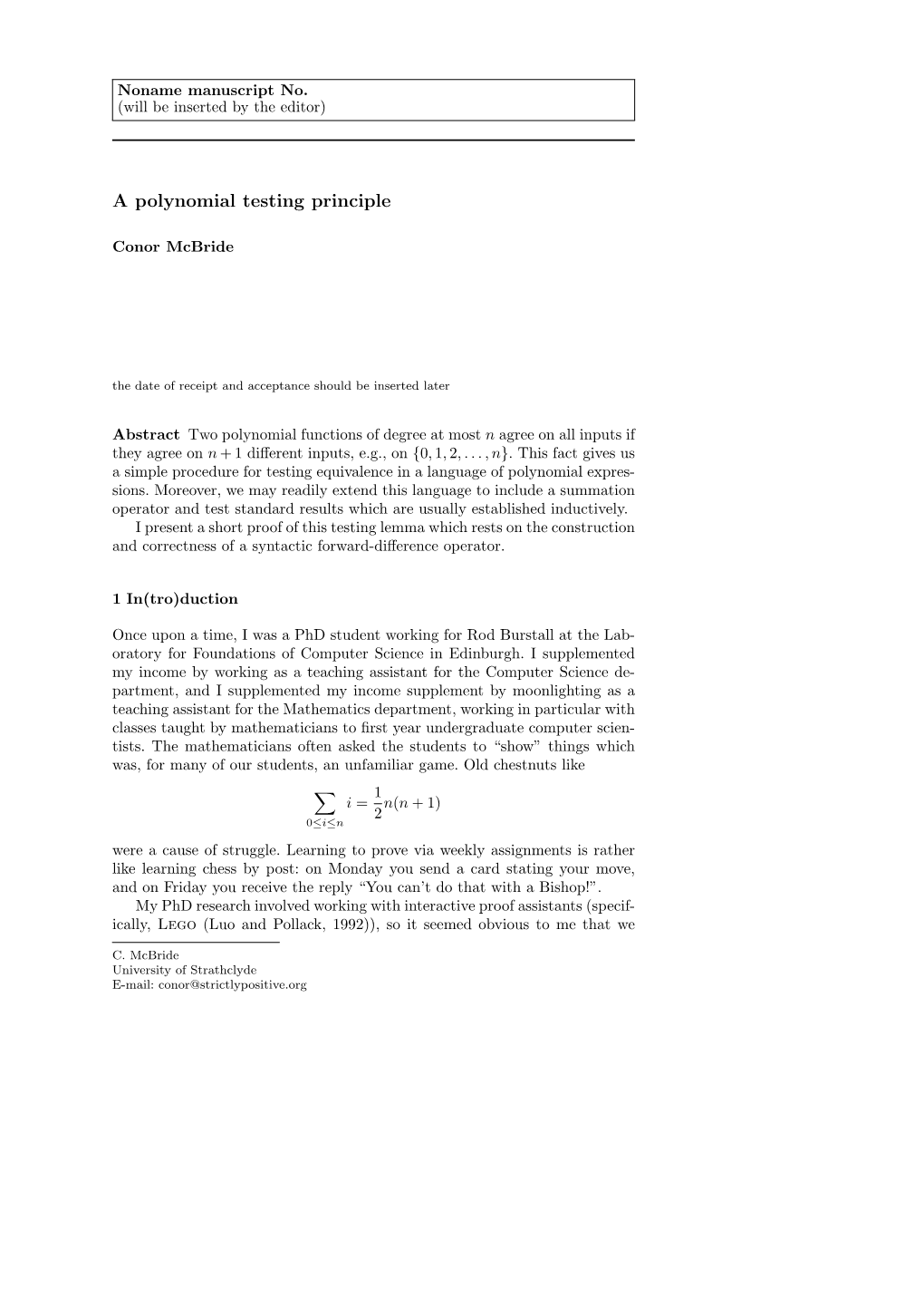 A Polynomial Testing Principle