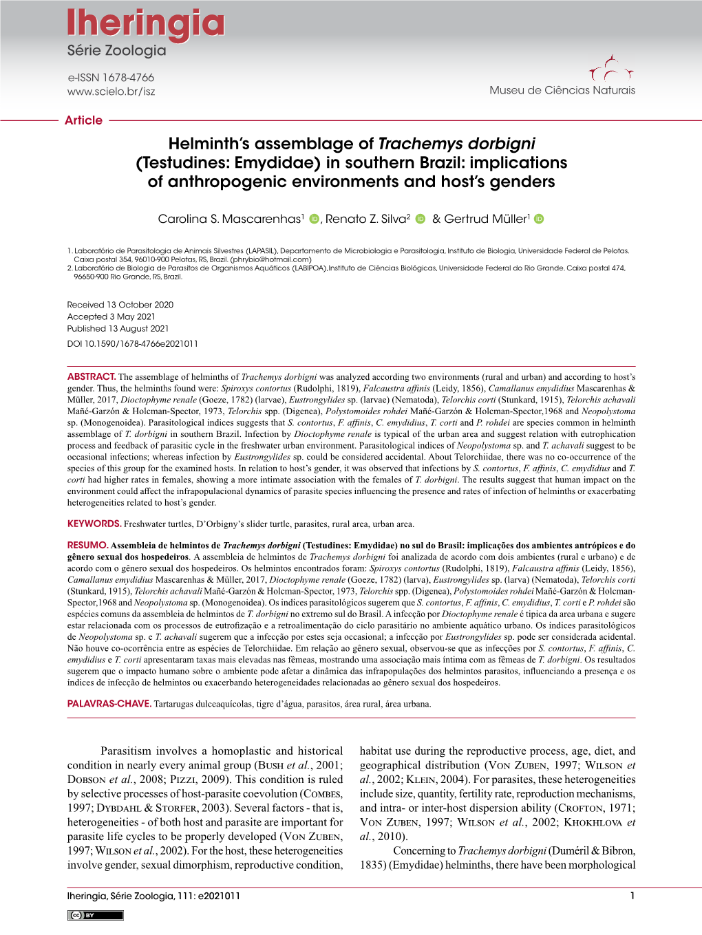 Iheringia, Série Zoologia, 111: E2021011 1