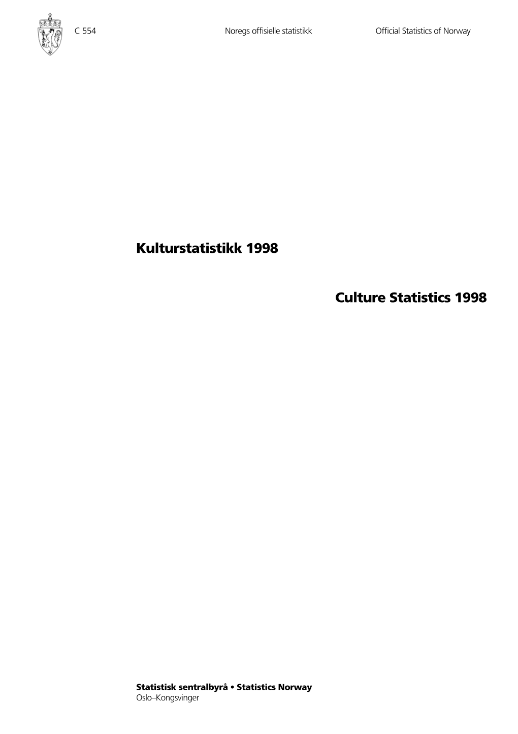 Kulturstatistikk 1998 (NOS C554)