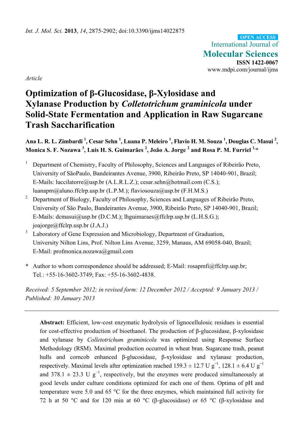 Optimization of Β-Glucosidase, Β-Xylosidase and Xylanase